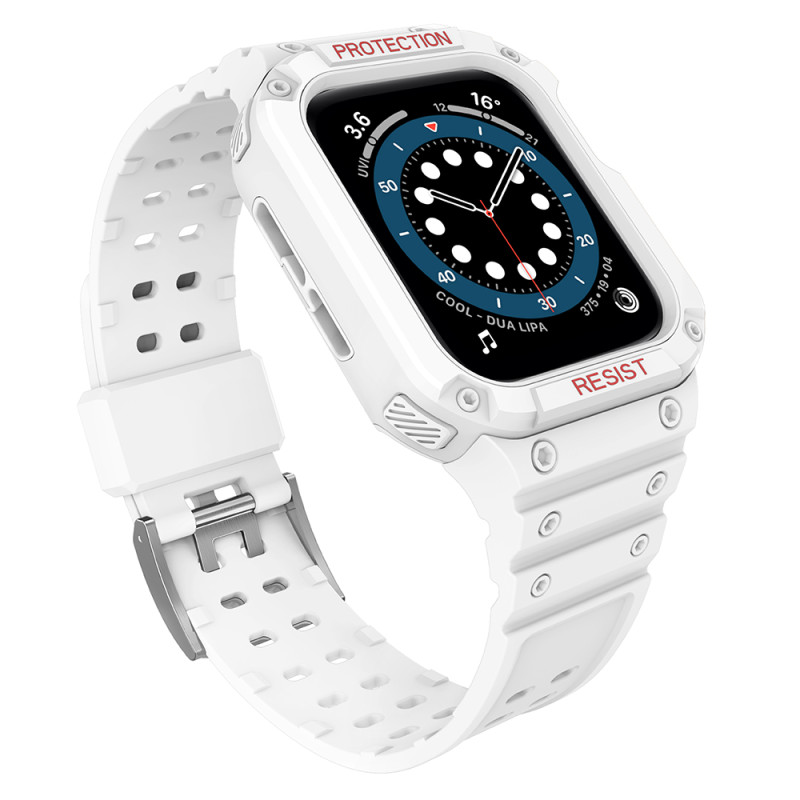 Apsauginė dirželio juosta su dėklu Apple Watch 7/ 6/ 5/ 4/ 3/ 2/ SE (45/ 44/ 42mm) dėklas, šarvuotas laikrodžio dangteli...