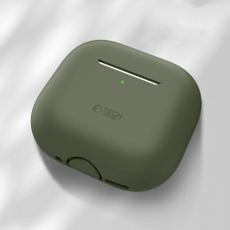 „Tech-Protect“ silikoninis dėklas, skirtas „Apple AirPods 4“ ausinėms – alyvuogių spalvos