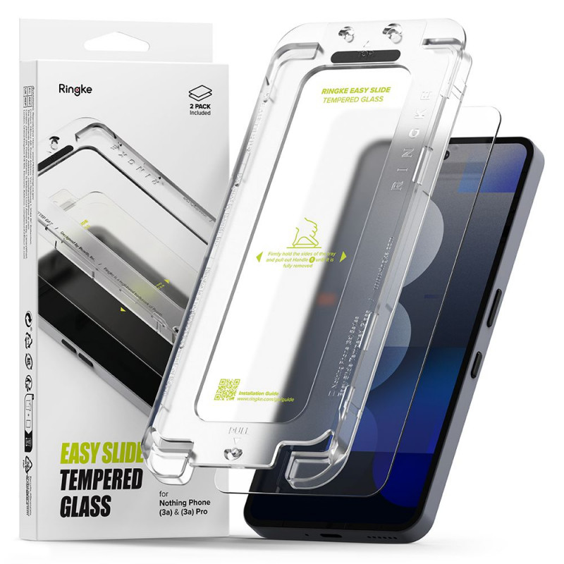 „Ringke Easy Slide“ grūdinto stiklo 2 vnt. pakuotė, skirta „Nothing Phone 3A / 3A Pro“ – skaidrus
