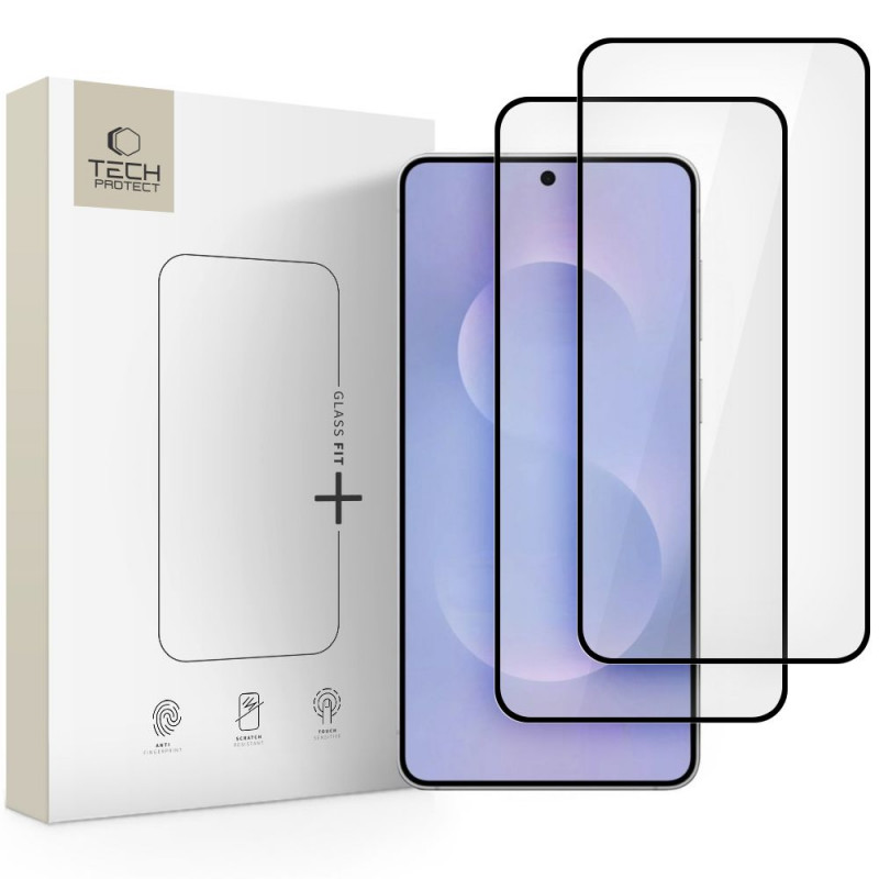 „Tech-Protect Glass Fit+“ grūdinto stiklo paketas, skirtas „Samsung Galaxy S25 Edge“ – skaidrus