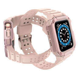 Apsaugokite dirželio juostą su dėklu Apple Watch 7 / 6 / 5 / 4 / 3 / 2 / SE (45 / 44 / 42 mm) dėklas, šarvuotas laikrodž...