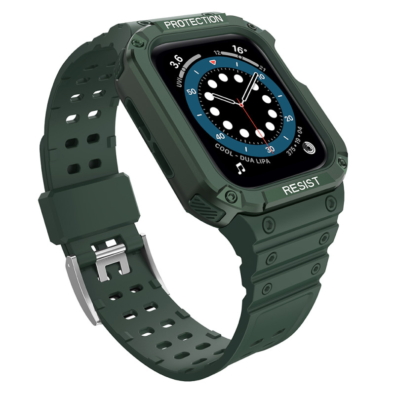 Apsaugokite dirželio juostą su dėklu Apple Watch 7 / 6 / 5 / 4 / 3 / 2 / SE (45 / 44 / 42 mm) dėklas, šarvuotas laikrodž...