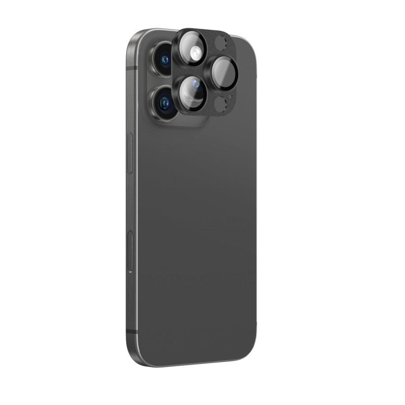 AMAZINGTHING aviacijos klasės grūdinto stiklo objektyvas iPhone 16 Pro / 16 Pro Max kameros objektyvui – juodas