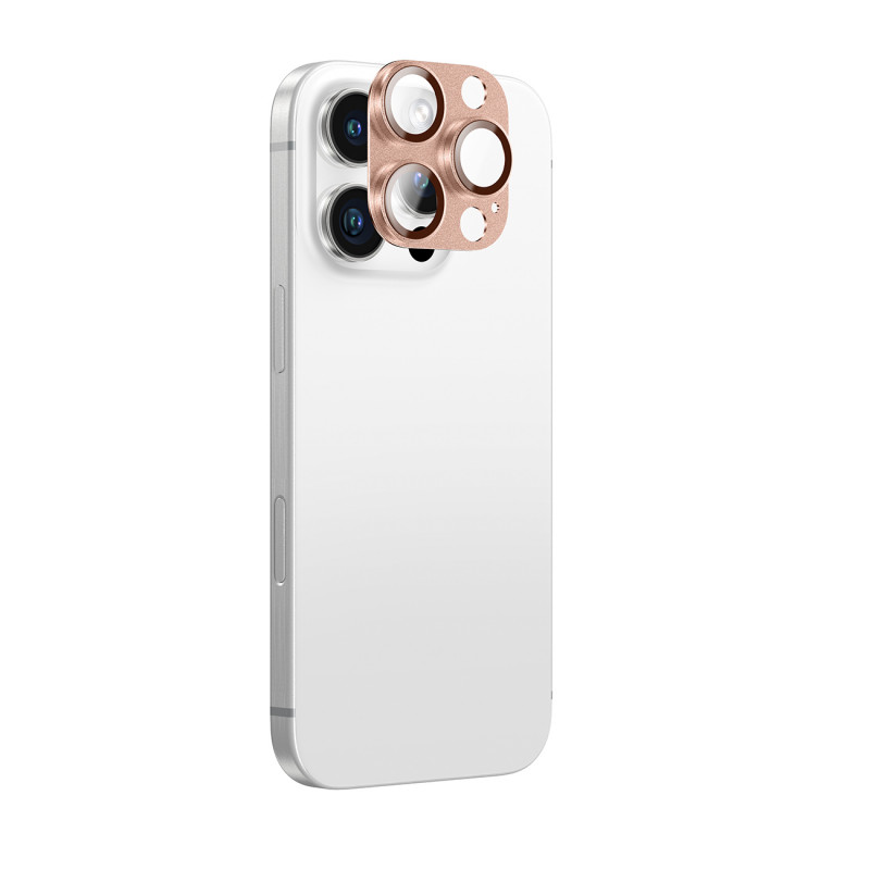NUOSTABUS aviacijos klasės grūdinto stiklo objektyvas „iPhone 16 Pro / 16 Pro Max“ kameros objektyvui – rožinio aukso sp...