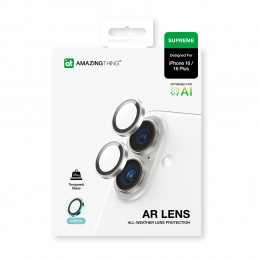„AMAZINGTHING AR“ aliuminio 2 objektyvų stiklas su kameros objektyvo rėmeliu, skirtas „iPhone 16 / 16 Plus“ – žalias
