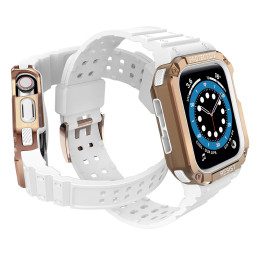 Apsaugokite dirželį su dėklu Apple Watch 7/ 6/ 5/ 4/ 3/ 2/ SE (41/ 40/ 38mm) dėklas Šarvuotas laikrodžio dangtelis balta...