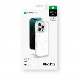 NUOSTABUS „Titan Pro Mag“ dėklas su magnetiniu žiedu, skirtas „iPhone 16 Pro“ – skaidrus