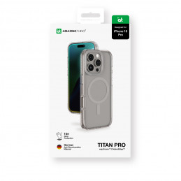 NUOSTABUS „Titan Pro Mag“ dėklas su magnetiniu žiedu, skirtas „iPhone 16 Pro“ – pilkas