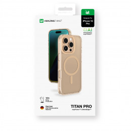 NUOSTABUS „Titan Pro Mag“ dėklas su magnetiniu žiedu, skirtas „iPhone 16 Pro“ – rožinio aukso spalvos