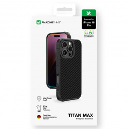 NUOSTABUS „Titan Max“ dėklas su 1500D aramidiniu pluoštu, skirtas „iPhone 16 Pro“ – juodas