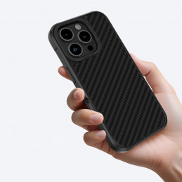 NUOSTABUS „Titan Max“ dėklas su 1500D aramidiniu pluoštu, skirtas „iPhone 16 Pro Max“ – juodas