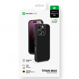 NUOSTABUS „Titan Max“ dėklas su 600D aramidiniu pluoštu, skirtas „iPhone 16 Pro“ – juodas