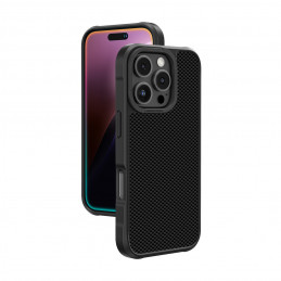 NUOSTABUS „Titan Max“ dėklas su 600D aramidiniu pluoštu, skirtas „iPhone 16 Pro Max“ – juodas