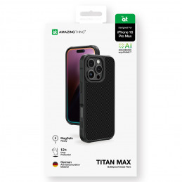 NUOSTABUS „Titan Max“ dėklas su 600D aramidiniu pluoštu, skirtas „iPhone 16 Pro Max“ – juodas