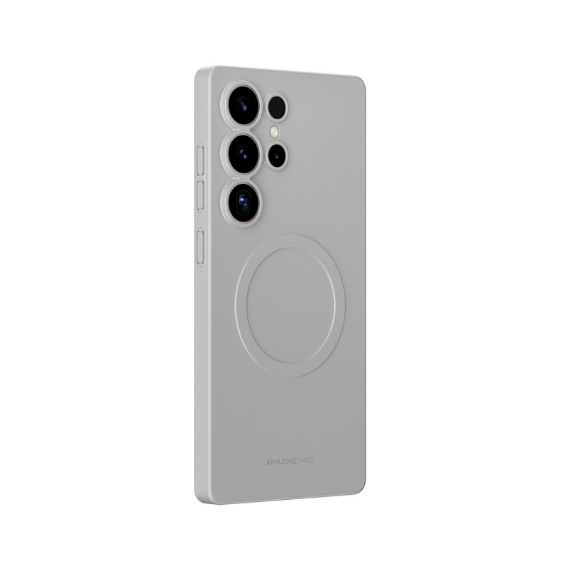 NUOSTABUS minimalaus dizaino oro dėklas su magnetiniu žiedu, skirtas „Samsung Galaxy S25 Ultra“ – pilkas