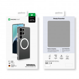 NUOSTABUS minimalaus dizaino dėklas su magnetiniu žiedu, skirtas „Samsung Galaxy S25“ – skaidrus.