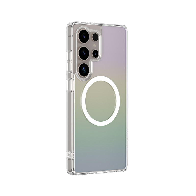 NUOSTABUS minimalaus dizaino „Mag“ dėklas su magnetiniu žiedu, skirtas „Samsung Galaxy S25 Ultra“ – vaivorykštinis