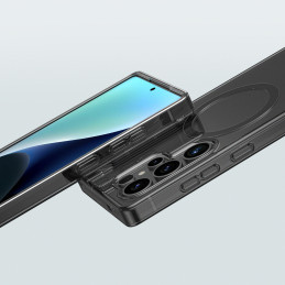 NUOSTABUS minimalaus dizaino dėklas su magnetiniu žiedu, skirtas „Samsung Galaxy S25 Ultra“ – juodas