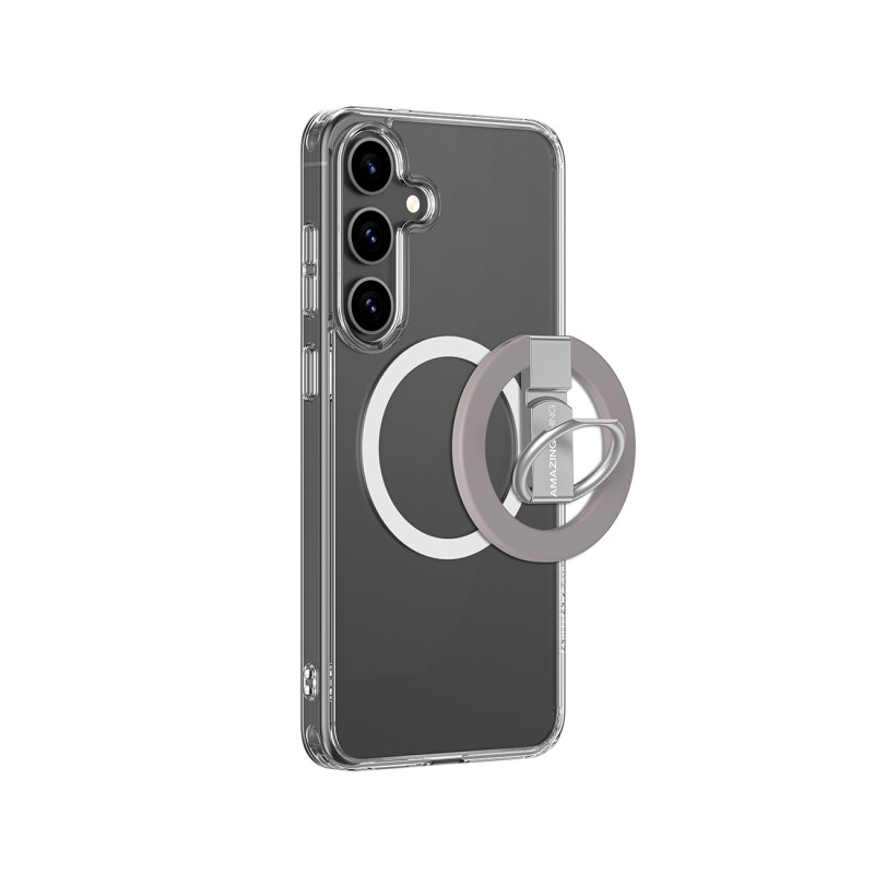NUOSTABUS minimalaus dizaino dėklas su magnetiniu žiedu ir magnetiniu žiedu, skirtas „Samsung Galaxy S25+“ – skaidrus