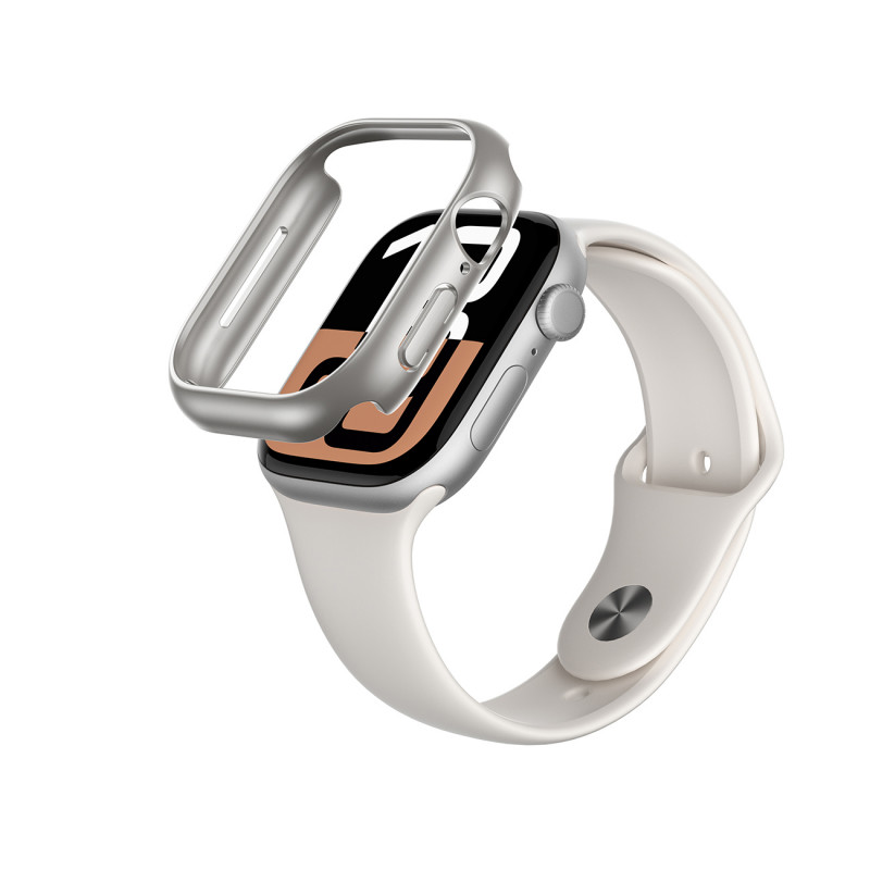 NUOSTABUS minimalaus dizaino dėklas, skirtas „Apple Watch 46mm“ laikrodžiui – sidabrinis
