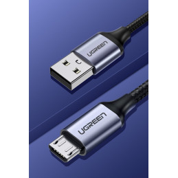 Ugreen US290 60146 USB-A / micro USB 2.4A kabelis 1m – pilkas