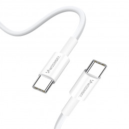 „Wozinsky GaN“ 65 W įkroviklis su USB-A ir 2 USB-C prievadais bei 65 W USB-C laidu – baltas