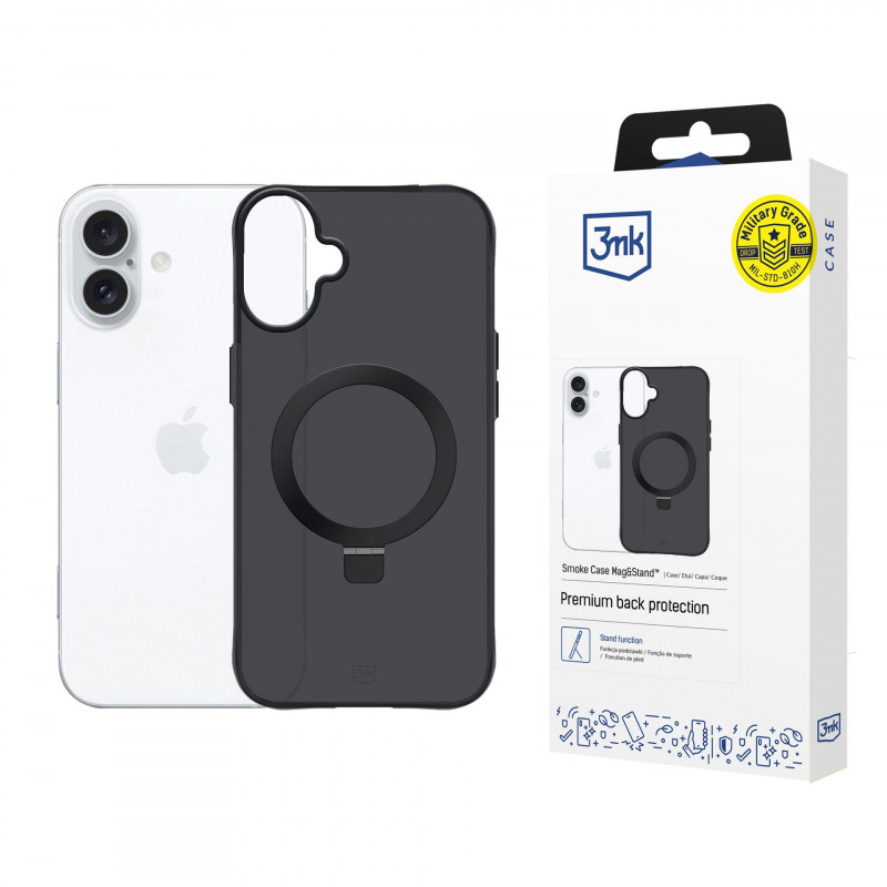 3mk dūminis dėklas su magnetu ir stovu, skirtas iPhone 17 - juodas