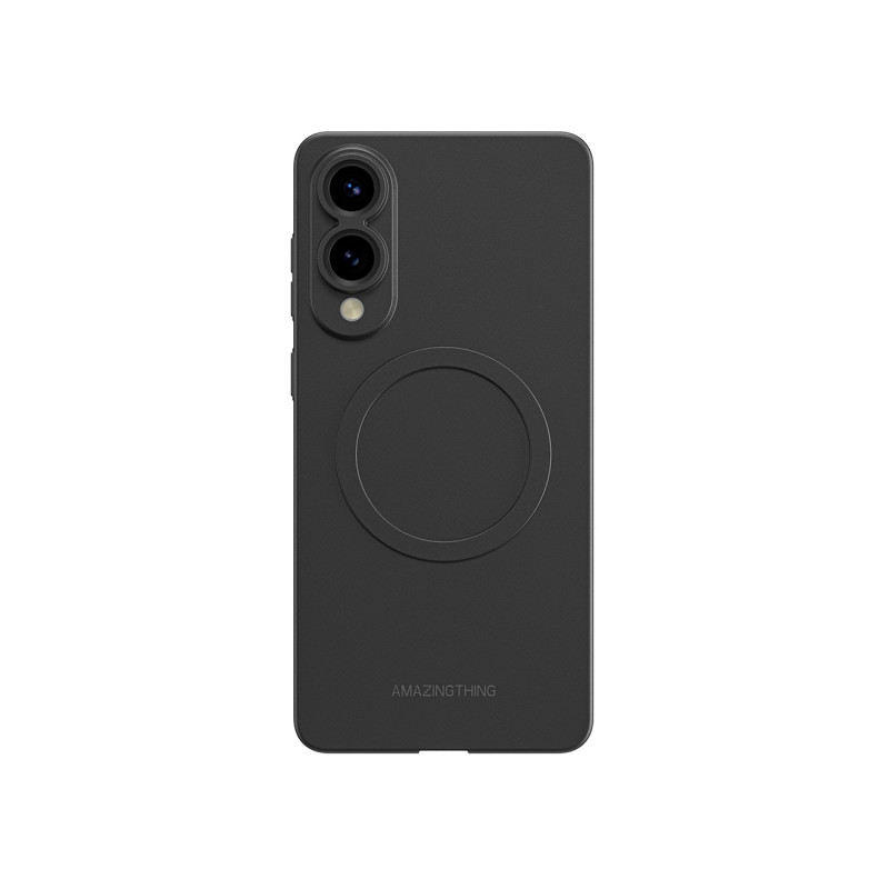 NUOSTABUS minimalaus dizaino oro dėklas su magnetiniu žiedu, skirtas „Samsung Galaxy S25 Edge“ – juodas