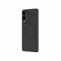 NUOSTABUS minimalaus dizaino oro dėklas su magnetiniu žiedu, skirtas „Samsung Galaxy S25 Edge“ – juodas