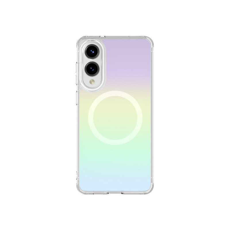 NUOSTABUS minimalaus dizaino dėklas su magnetiniu žiedu, skirtas „Samsung Galaxy S25 Edge“ – vaivorykštinis