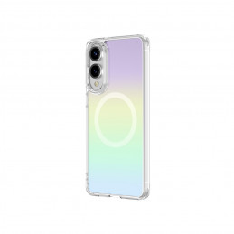 NUOSTABUS minimalaus dizaino dėklas su magnetiniu žiedu, skirtas „Samsung Galaxy S25 Edge“ – vaivorykštinis