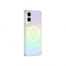NUOSTABUS minimalaus dizaino dėklas su magnetiniu žiedu, skirtas „Samsung Galaxy S25 Edge“ – vaivorykštinis
