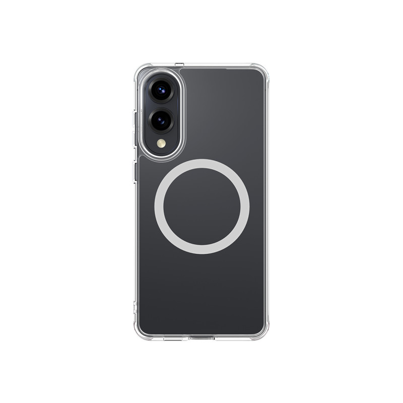 NUOSTABUS minimalaus dizaino dėklas su magnetiniu žiedu, skirtas „Samsung Galaxy S25 Edge“ – skaidrus.