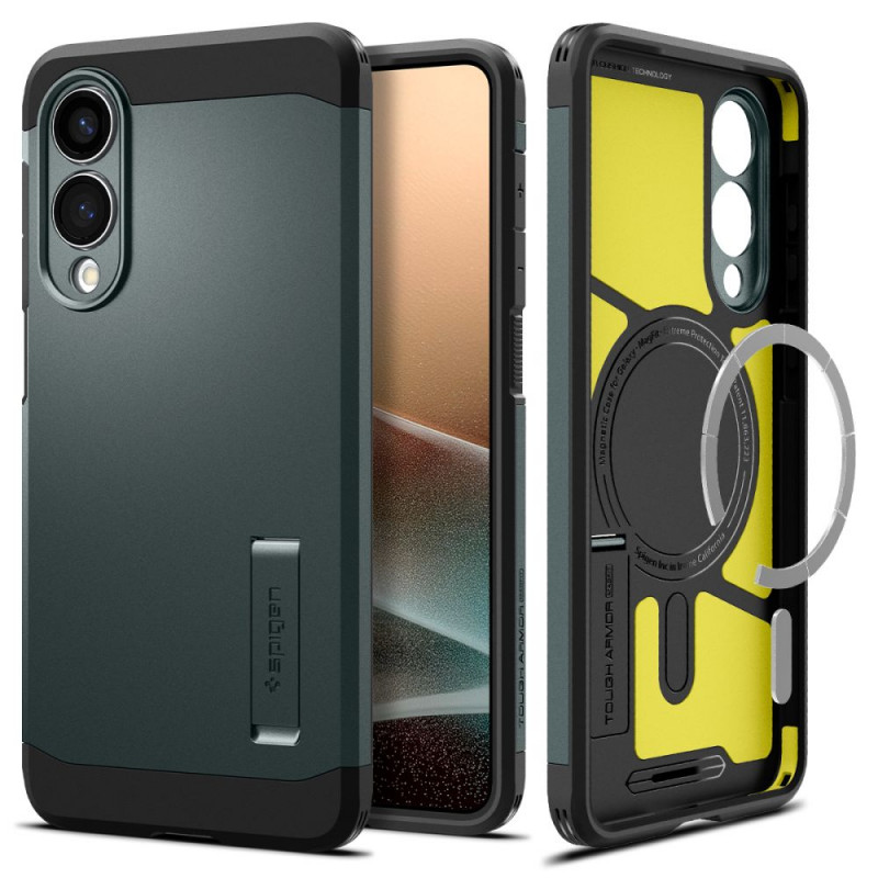 „Spigen Tough Armor MagSafe“ dėklas, skirtas „Samsung Galaxy S25 Edge“ – žalias ir juodas