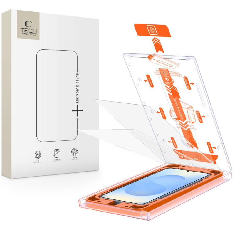 „Tech-Protect Quick Set+“ grūdintas stiklas, skirtas „Samsung Galaxy S25+“ – skaidrus