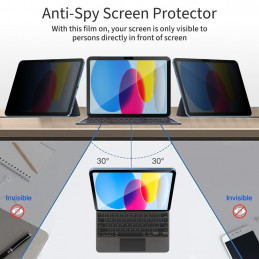 „Tech-Protect Glass Spy+“ privatumo stiklas, skirtas „iPad 10.9“ (2022 m.) / „iPad 11“ (2025 m.)