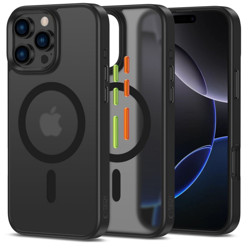 „Tech-Protect MagMat Magsafe“ 3 rinkinių dėklas, skirtas „iPhone 16 Pro“ – matinės juodos spalvos