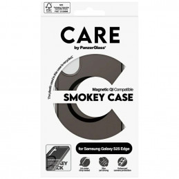„CARE by PanzerGlass Flagship Urban Combat“ juodas QI dėklas, skirtas „Samsung Galaxy S25 Edge“ – pusiau permatomas