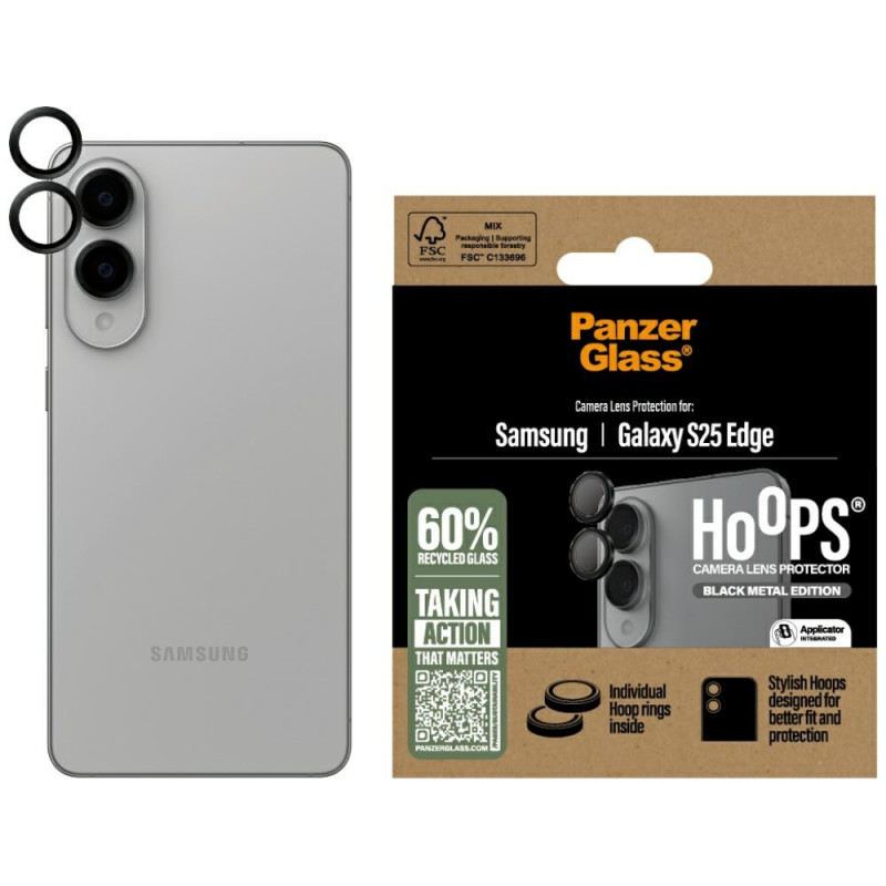 „PanzerGlass Hoops“ objektyvo apsauga, skirta „Samsung Galaxy S25 Edge“ – juoda