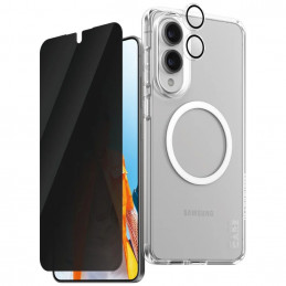 „CARE by PanzerGlass“ flagmaninis 3in1 dėklas + privatumo stiklas + objektyvas, skirtas „Samsung Galaxy S25 Edge“ – skai...