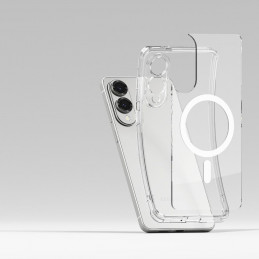 „Ringke Fusion“ magnetinis „MagSafe“ dėklas, skirtas „Samsung Galaxy S25 Edge“ – skaidrus