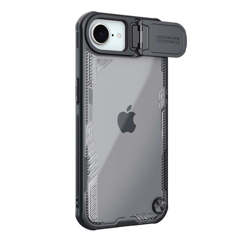 „Nillkin Iceblade Prop“ dėklas su objektyvo dangteliu ir stovu, skirtas „iPhone 16e“ – juodas
