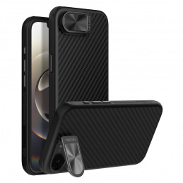 „Nillkin CarboProp“ magnetinis dėklas su kameros dangteliu ir stovu, skirtas „iPhone 16e“ – juodas