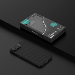 „Nillkin CarboProp“ magnetinis dėklas su kameros dangteliu ir stovu, skirtas „iPhone 16e“ – juodas