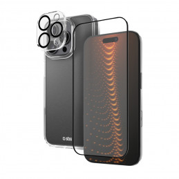 SBS rinkinys su D3O technologija, skirtas „iPhone 16 Pro“ – dėklas + ekrano ir kameros apsauga – skaidrus