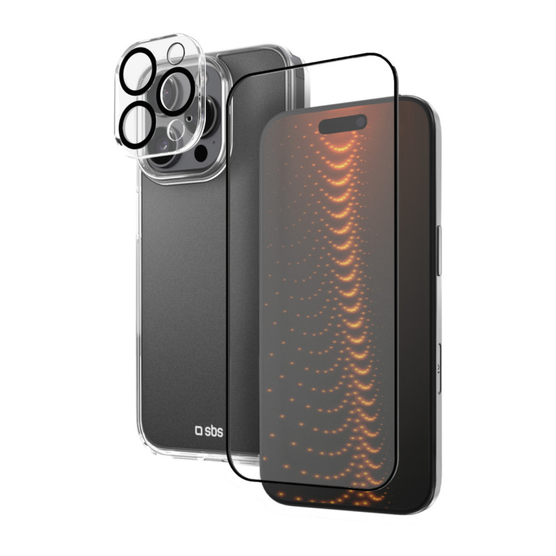 SBS rinkinys su D3O technologija, skirtas „iPhone 16 Pro“ – dėklas + ekrano ir kameros apsauga – skaidrus