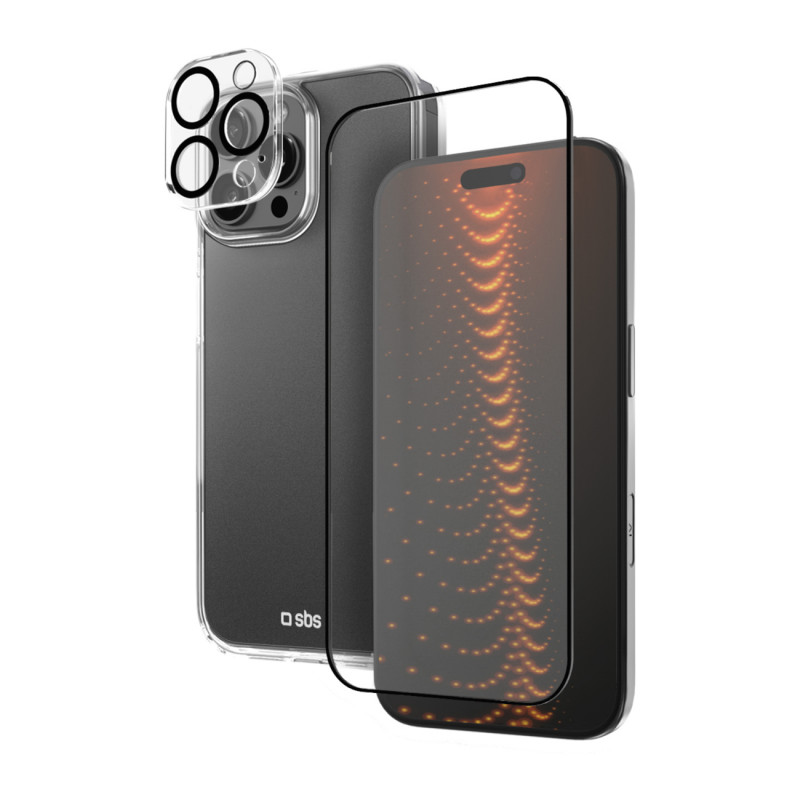 SBS rinkinys su D3O technologija, skirtas „iPhone 16 Pro Max“ – dėklas + ekrano ir kameros apsauga – skaidrus