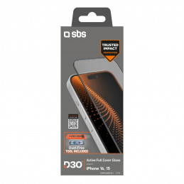 SBS grūdintas stiklas su D3O technologija ir aplikatoriumi, skirtas iPhone 15 / iPhone 15 Pro / iPhone 16