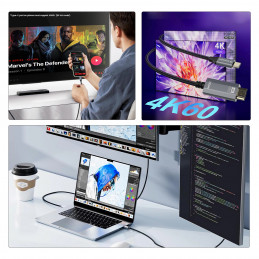 „Wozinsky WCCH-01“ USB-C - HDMI 4K 60Hz kabelis 1,8 m - juodas