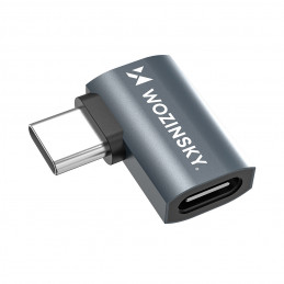 „Wozinsky WPKB-01 USB-C“ – USB-C 40Gb/ s 240W 8K OTG adapteris su kampiniu pakreipimu – pilkas